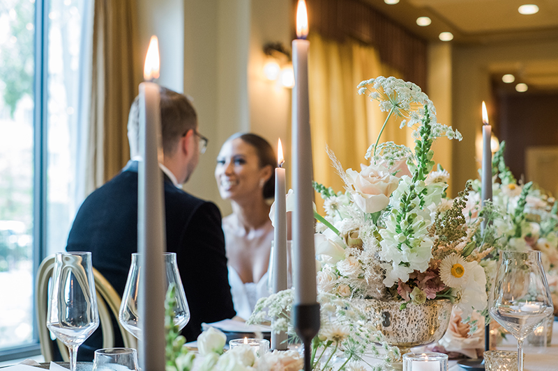 Couple in Fort Garry Gate Dining Room by Winnipeg Wedding Photographers (Bond)
